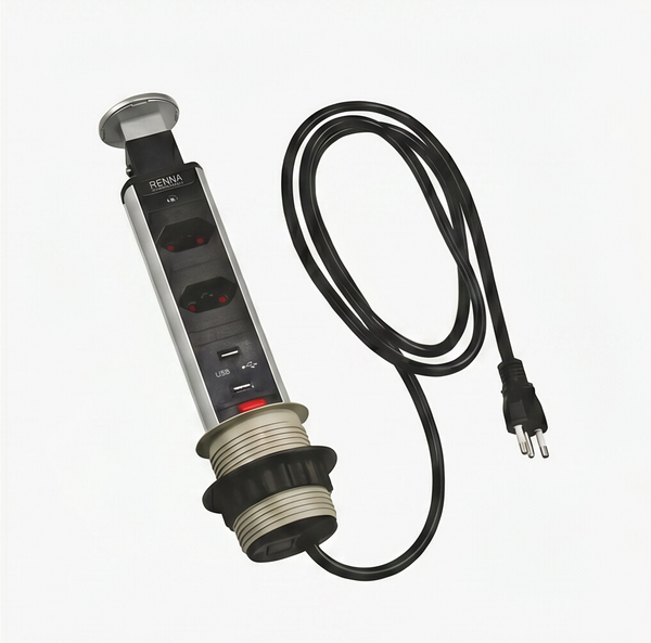 Torre Multiplug Retrátil Com 3 Tomadas e USB BM8691