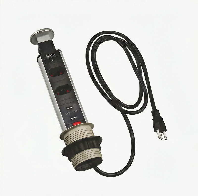 Torre Multiplug Retrátil Com 3 Tomadas e USB BM8691